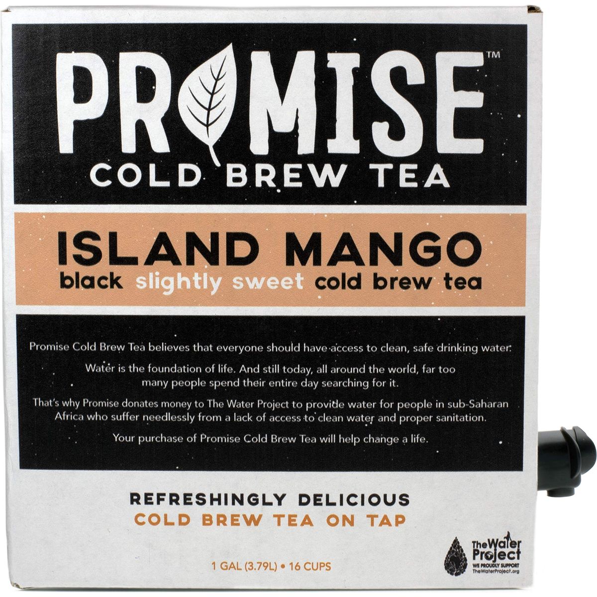 Promise Beverages Slightly Sweet Island Mango Cold Brew Tea On Tap 1 Gallon  128 fluid ounces Rainforest Alliance Certified Bag In Box Liquid Ready To Drink Sweetened with Stevia