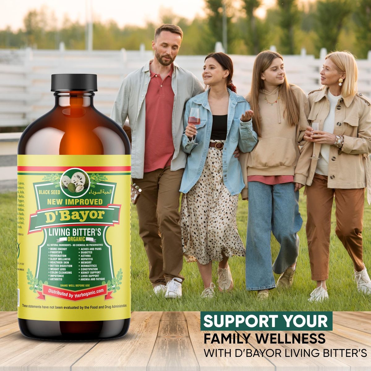 HERBOGANIC DBayor Living Bitter 16oz  Natural Blend of Black seed Bitter Melon Cinnamon and Seamoss to support Immune System and Sugar levels