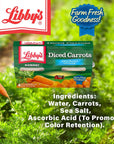 Libbys Diced Carrots  Appealingly Tender  Faintly Sweet  Earthy Flavor  Vibrant Orange Slices  Farm Fresh Goodness  No Preservatives  Six 4pack sleeves of 40 oz cups 24 cups total