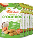 Happy Baby Organics Creamies Freeze-Dried Veggie & Fruit Snacks with Coconut Milk, Apple Spinach Pea & Kiwi, 1 Ounce (Pack of 8)