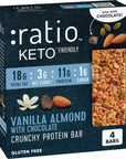 Ratio Crunchy Protein Bar Vanilla Almond With Chocolate 11g Protein Keto Friendly 58 oz 4 Bars