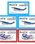 Matiz Sardines and Octopus Pulpo in Olive oil Variety Pack of 5