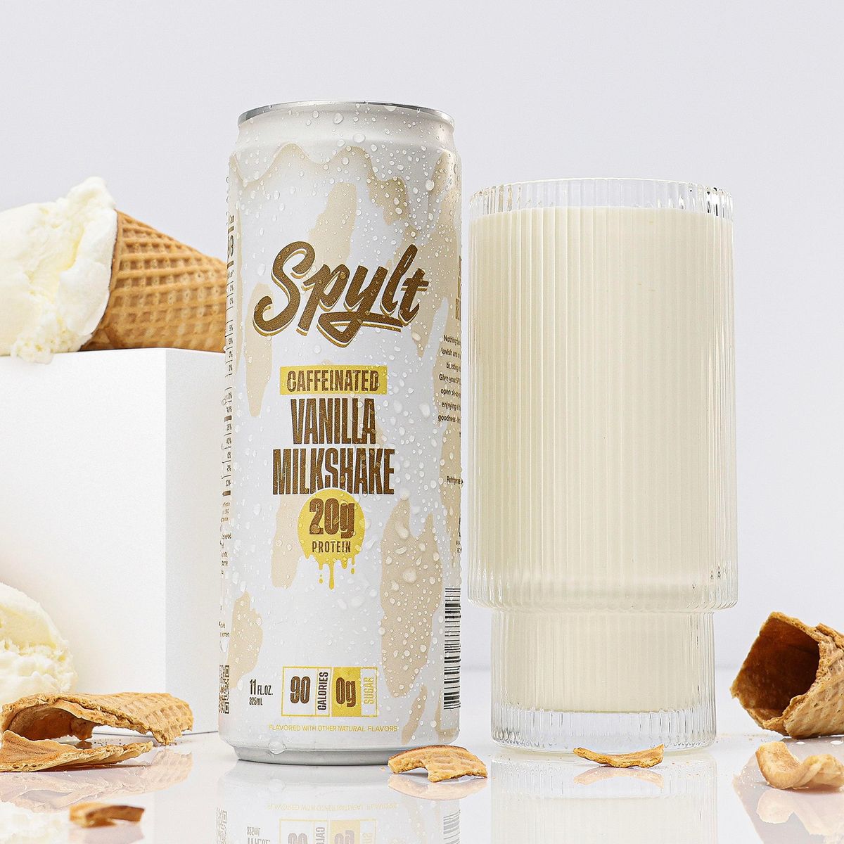 Spylt Caffeinated Vanilla Milkshake  20g Protein 60mg Caffeine Sugar Free Lactose Free Milk Protein Drink  12 Count 11 Fl Oz