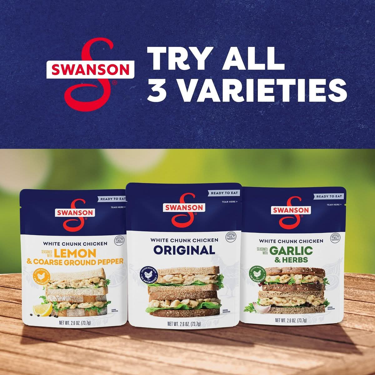 Swanson Original White Chunk Fully Cooked Chicken Ready to Eat Simple OntheGo Meals 26 OZ Pouch Case of 12