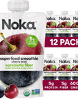 Noka Superfood Fruit Smoothie Pouches Cherry Acai Healthy Snacks with Flax Seed Plant Protein and Prebiotic Fiber Vegan and Gluten Free Snacks Organic Squeeze Pouch 422 oz 12 Count