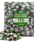 Arcor Mint Chocolate Candy Filled  Bulk Candy Individually Wrapped  2 Pounds Approx 170 Pieces Chocolate Candy Mints  Bulk Chocolate Candy Individually Wrapped for Convenience and Freshness Holiday Mints  Perfect for Parties and Gatherings