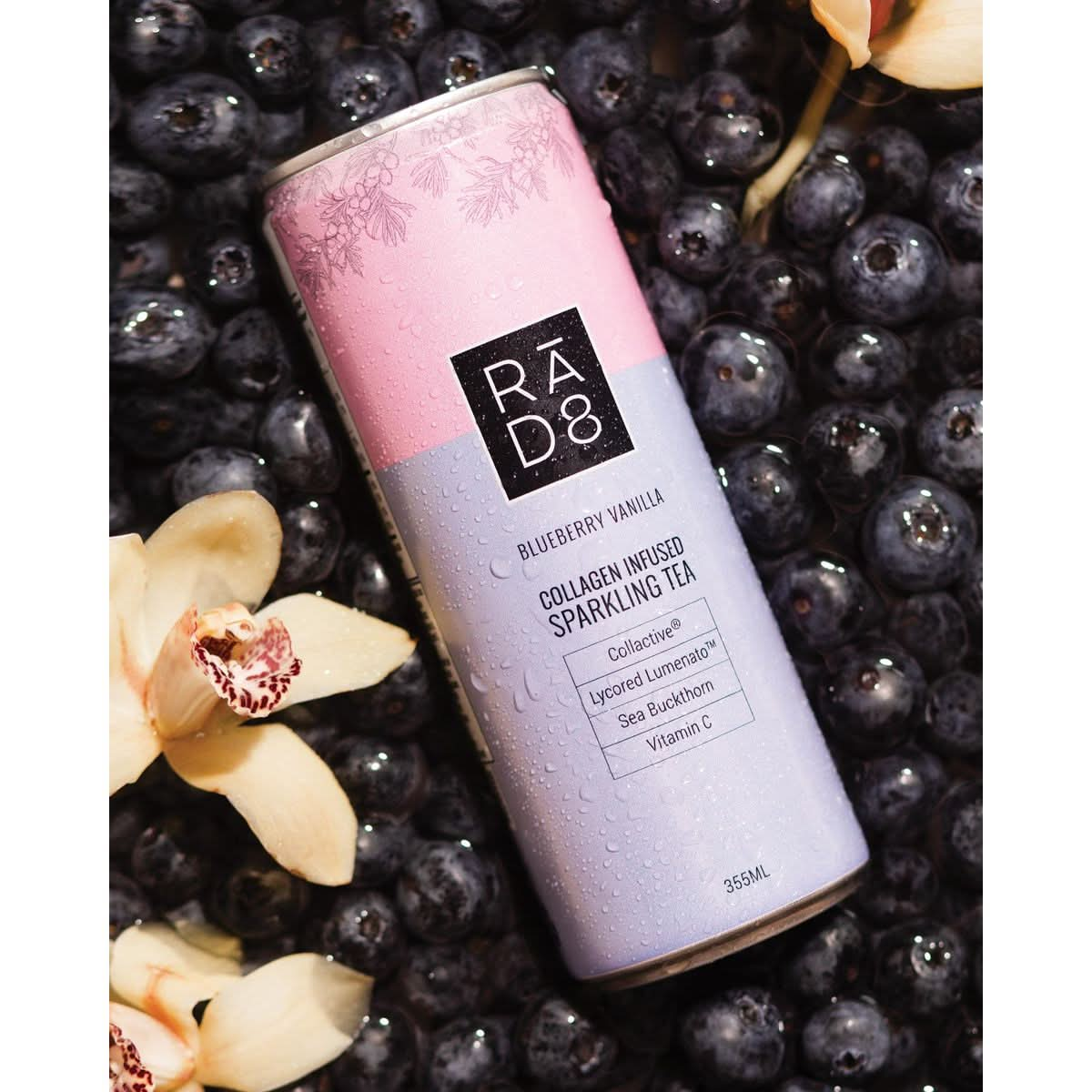 R D8 Sparkling Collagen Peptide Drink Lumenato Sea Buckthorn Extract Natural Sustainable Blueberry Vanilla 12 Pack 12 fl ozcan