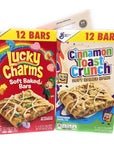 Cinnamon Toast Crunch & Lucky Charms Soft Baked Breakfast Cereal Bars Bundle with ThisNThat Recipe Card