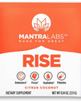 MANTRA Labs Rise Supplement Drink Mix | Zero Sugar & Keto Friendly Electrolyte Hydration Powder Blend with Vitamin C Antioxidants & Nootropics for Focus | Vegan Paleo | Citrus Coconut 15 Pack