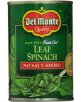 Del Monte Leaf Spinach No Salt Added 135 Ounce