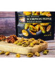 Setton Farms Pistachios Scorpion Pepper Extreme Flavor Naturally Seasoned Dry Roasted No Shell NonGMO Project Verified Gluten Free Vegan Kosher 5 Oz