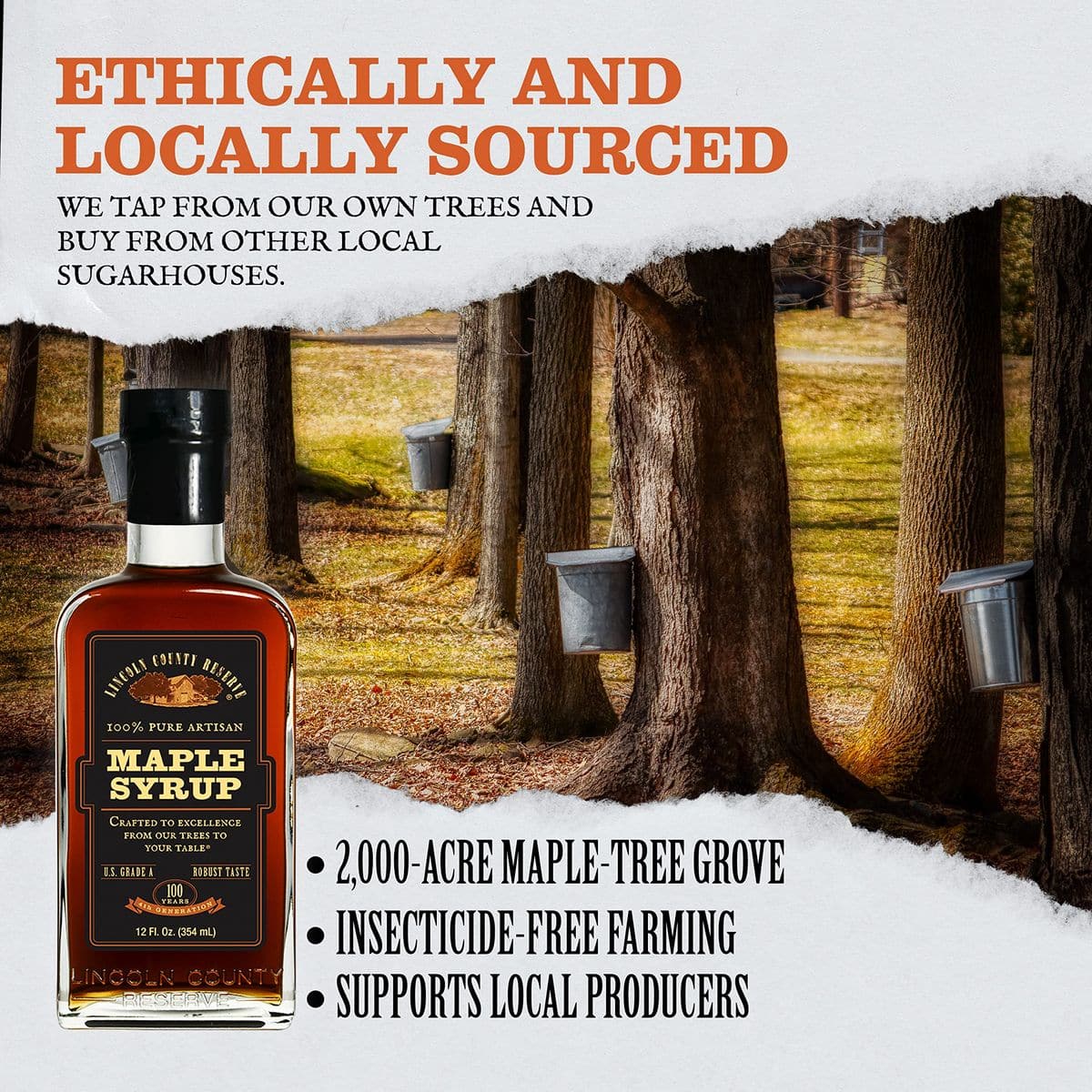 Pure Maple Syrup 12 Oz Glass Bottle Grade A Dark Robust Bold Flavor known as Grade B Artisan Maple Syrup Gift USA Made Breakfast Syrups  Toppings by Lincoln County Reserve