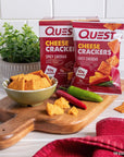 Quest Nutrition Cheese Crackers, Spicy Cheddar Blast, 10g of Protein, Low Carb, Made with Real Cheese, 12 Count (1.06 oz bags)