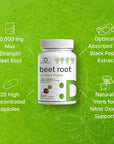 Beet Root Capsules 30000mg Per Serving, 360 Count, with Black Pepper Extract - Enhanced Absorption, Pure Beet Root Powder Source - Nitric Oxide Supplements