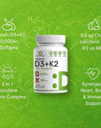 DEAL SUPPLEMENT Vitamin D3 K2 Softgel, 250 Count, 2-1 Complex, Vitamin D3 5000 IU & Vitamin K2 MK7, Promotes Heart, Bone & Teeth Health - Very Easy to Swallow