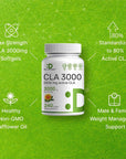 Ultra Strength CLA 3000mg | 240 Softgels, Active Conjugated Linoleic Acid from Non-GMO Safflower Oil, Non-Stimulating, Supports Weight Management | Lean Muscle Mass