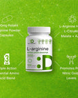 L-Arginine 1500 mg, 120 Capsules, 3-1 Support, Arginine HCL, AAKG & L-Citrulline, Nitric Oxide Booster, Extra Strength L-Arginine Supplement