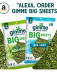 gimMe  Sea Salt  Avocado Oil  Big Sheets  Organic Roasted Seaweed Sheets  Keto Vegan Gluten Free Healthy OnTheGo Snack for Kids  Adults  92oz  Pack of 10