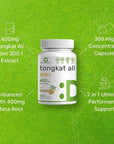 Tongkat Ali Extract 300:1 400mg & Maca Root 400mg | 300 Capsules, Ultra Strength Longjack (Eurycoma Longifolia) + Peru Maca - Non-GMO, Herbal Supplement for Men Health, Performance, & Energy