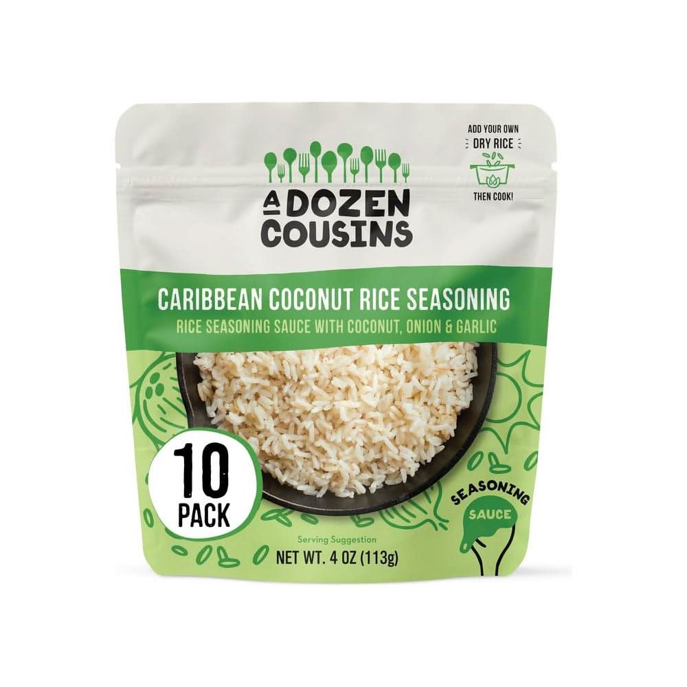 A Dozen Cousins Rice Seasoning Sauce Packets Season and Prepare Your Own Rice Dishes 10 Pack Caribbean Coconut Rice 4 oz Packet - Whlsome - Sauces & Dips