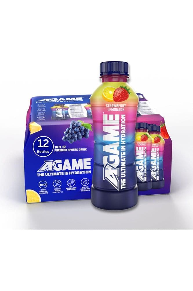 A - GAME Sports Drink - Strawberry Lemonade - 16 Fl Oz (Pack of 12) - Whlsome - Sports Nutrition