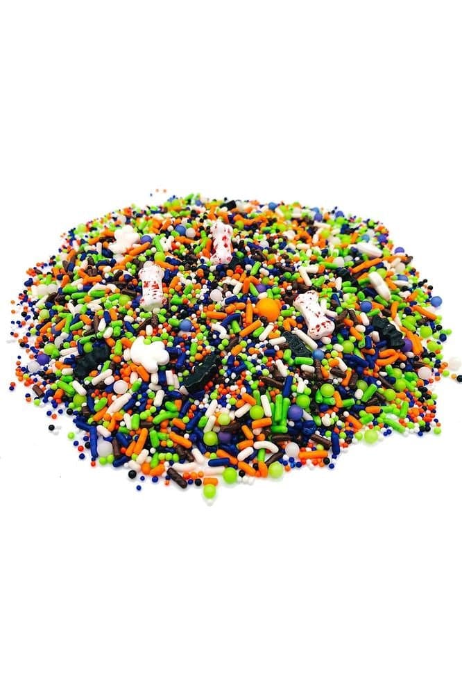 A Haunted House Party - 4 Oz Resealable Bag - Halloween Themed Sprinkles - Featuring Small Eyes, Pumpkins, with Purple, Lime Green, Orange Jimmies and More - Cake and Ice Cream Sprinkles - Whlsome - Grocery (Other)