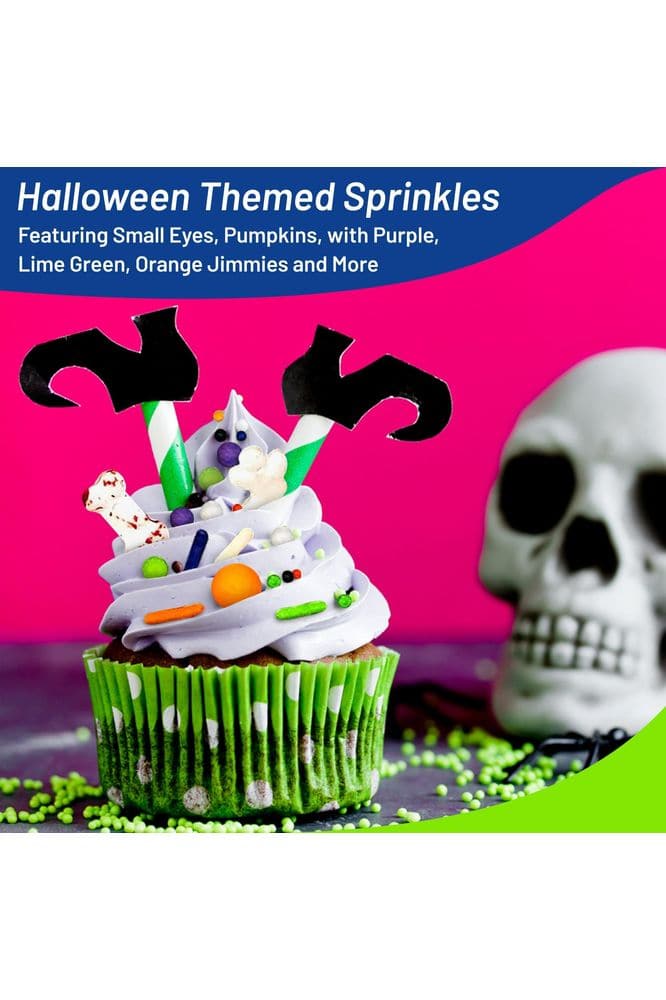 A Haunted House Party - 4 Oz Resealable Bag - Halloween Themed Sprinkles - Featuring Small Eyes, Pumpkins, with Purple, Lime Green, Orange Jimmies and More - Cake and Ice Cream Sprinkles - Whlsome - Grocery (Other)