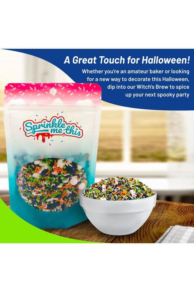 A Haunted House Party - 4 Oz Resealable Bag - Halloween Themed Sprinkles - Featuring Small Eyes, Pumpkins, with Purple, Lime Green, Orange Jimmies and More - Cake and Ice Cream Sprinkles - Whlsome - Grocery (Other)