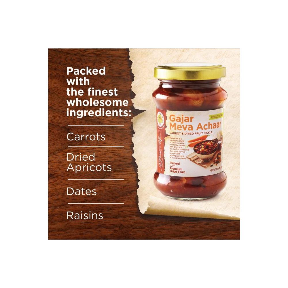 A Parsi Affair Gajar Meva Achaar Carrot and Dried Fruit Pickle 6 Oz Gajar Meva Achaar 2 Pack - Whlsome - Pickled Vegetables