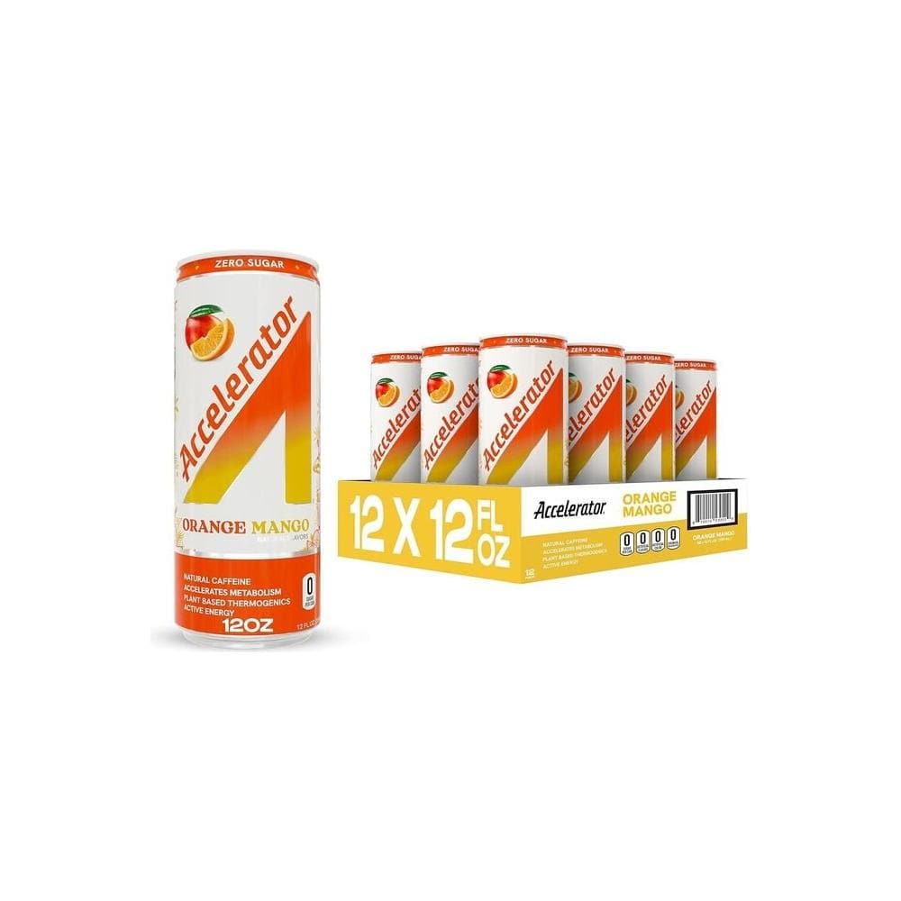 A SHOC Accelerator Orange Mango Energy Drink - 12 fl oz can (Pack of 12) - Whlsome - Sports Nutrition