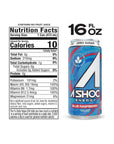 A SHOC Blue Raspberry Energy Drink - 16 fl oz can (Pack of 12) - Whlsome - Sports Nutrition