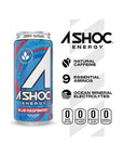 A SHOC Blue Raspberry Energy Drink - 16 fl oz can (Pack of 12) - Whlsome - Sports Nutrition