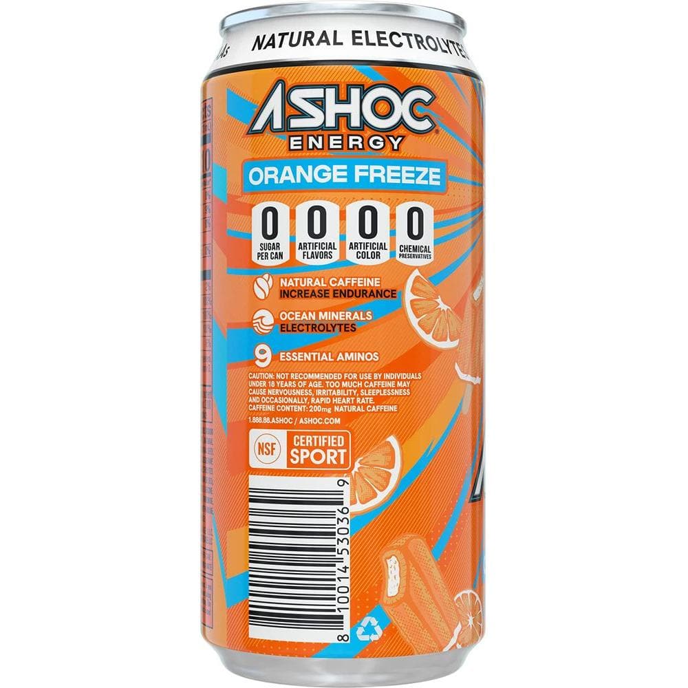 A SHOC Orange Freeze Energy Drink 16 fl oz can Pack of 12 - Whlsome - Sports Nutrition