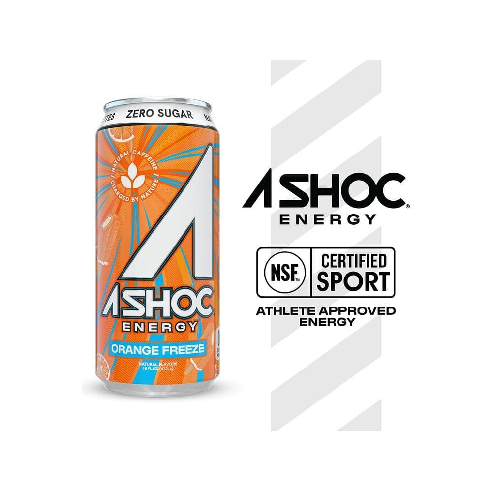 A SHOC Orange Freeze Energy Drink 16 fl oz can Pack of 12 - Whlsome - Sports Nutrition