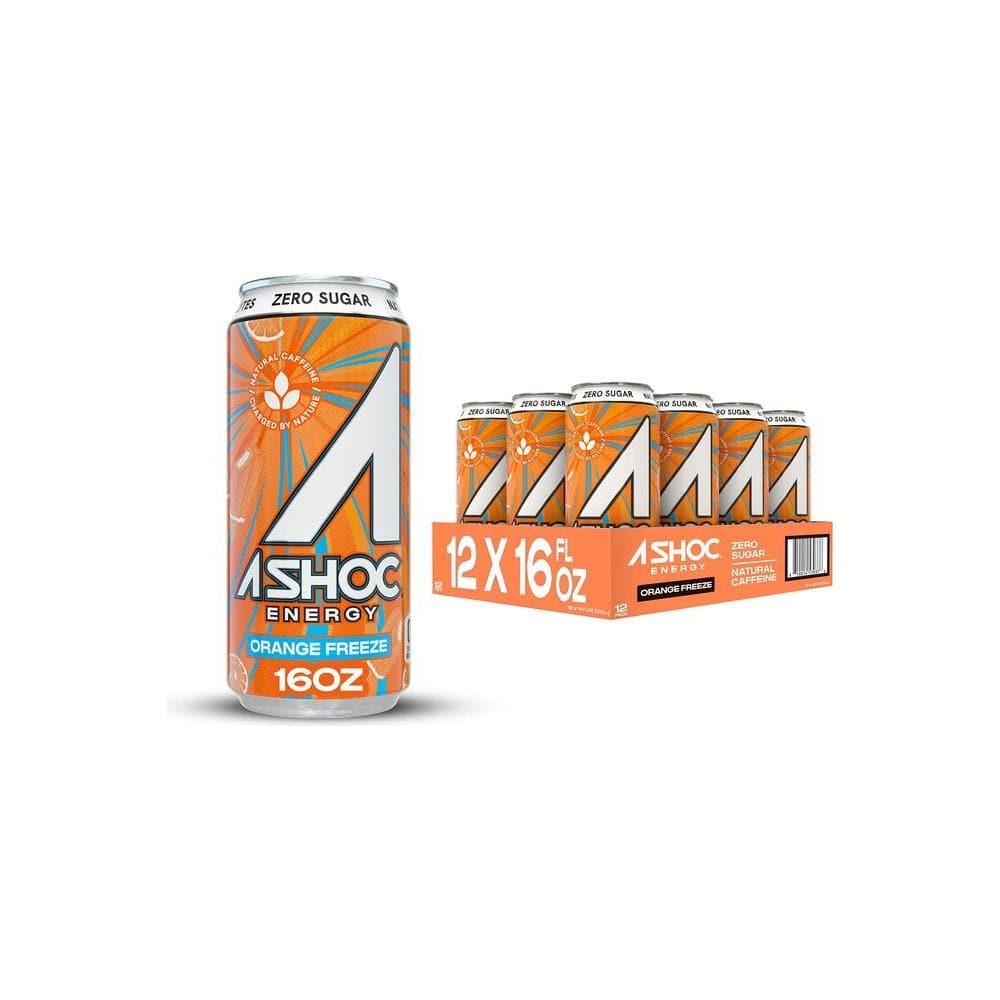 A SHOC Orange Freeze Energy Drink 16 fl oz can Pack of 12 - Whlsome - Sports Nutrition