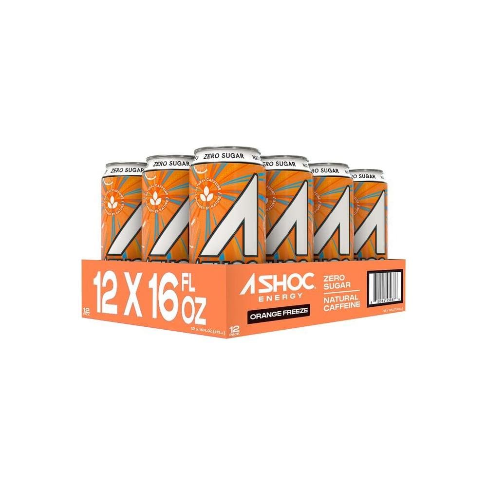 A SHOC Orange Freeze Energy Drink 16 fl oz can Pack of 12 - Whlsome - Sports Nutrition