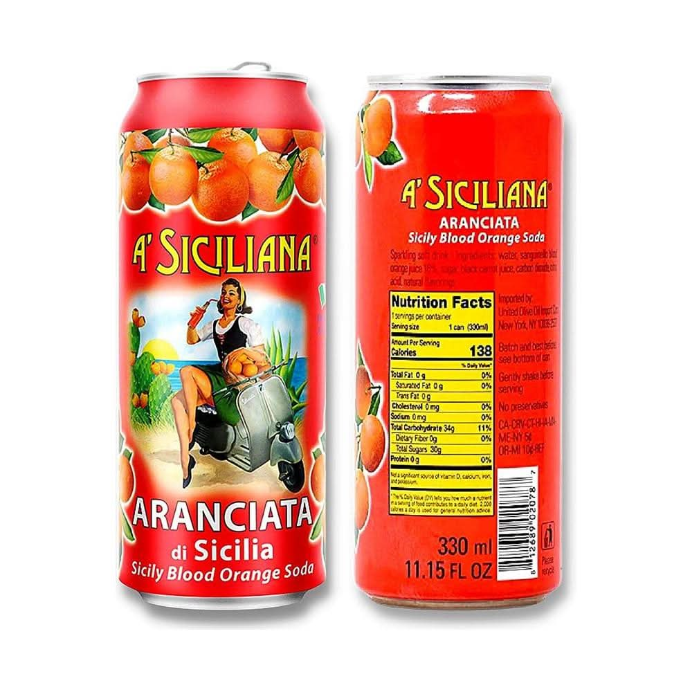 A Siciliana Italian Soda Sicilian Blood Orange Soda 115 Ounce Pack of 4 with 4 Pieces Mints 1 Grocery Restock Card by IntFeast - Whlsome - Drinks &amp; Beverages