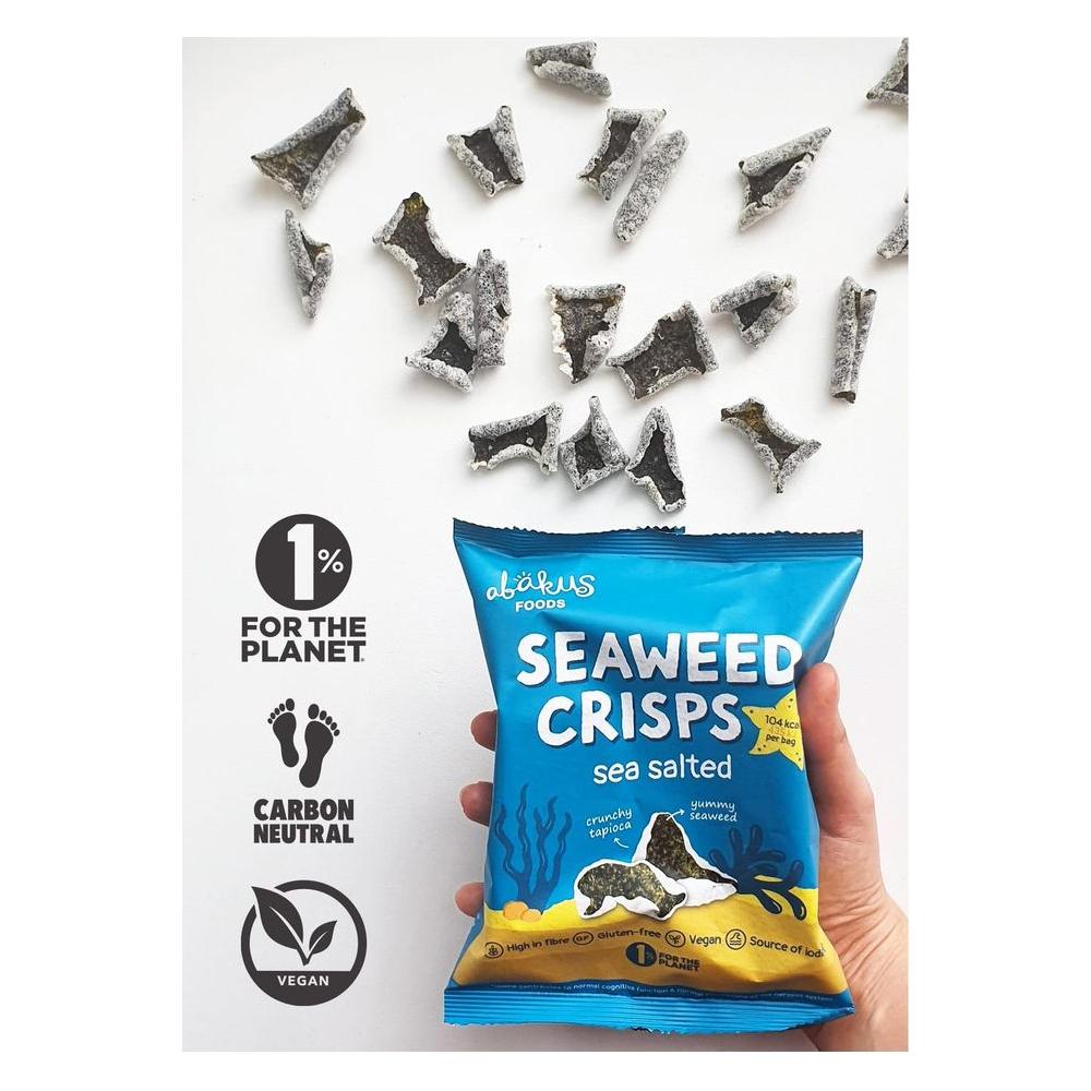 Abakus Crunchy Seaweed Chips - Cheese Flavour (ve) 12 x 18g, Seaweed Snack, Nori Snack, Vegan, Gluten - Free, Healthy Snack, Source of Iodine - Whlsome - Snacks