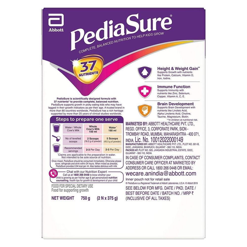 Abbott Pediasure Vanilla Refill Pack 750gm - Whlsome - Nutritional Shakes