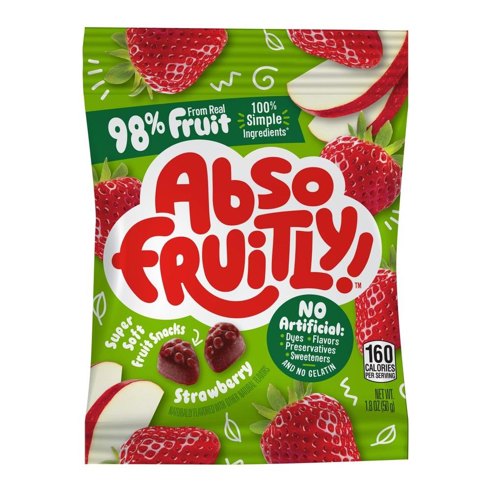 Absofruitly 98 Real Fruit Snacks Deliciously Sweet Soft Chewy Plant Based Healthy Snacks Individually Wrapped Gummy Snacks for Kids 6 Large Fruit Snack Bags 18oz each - Whlsome - Fruit Snacks