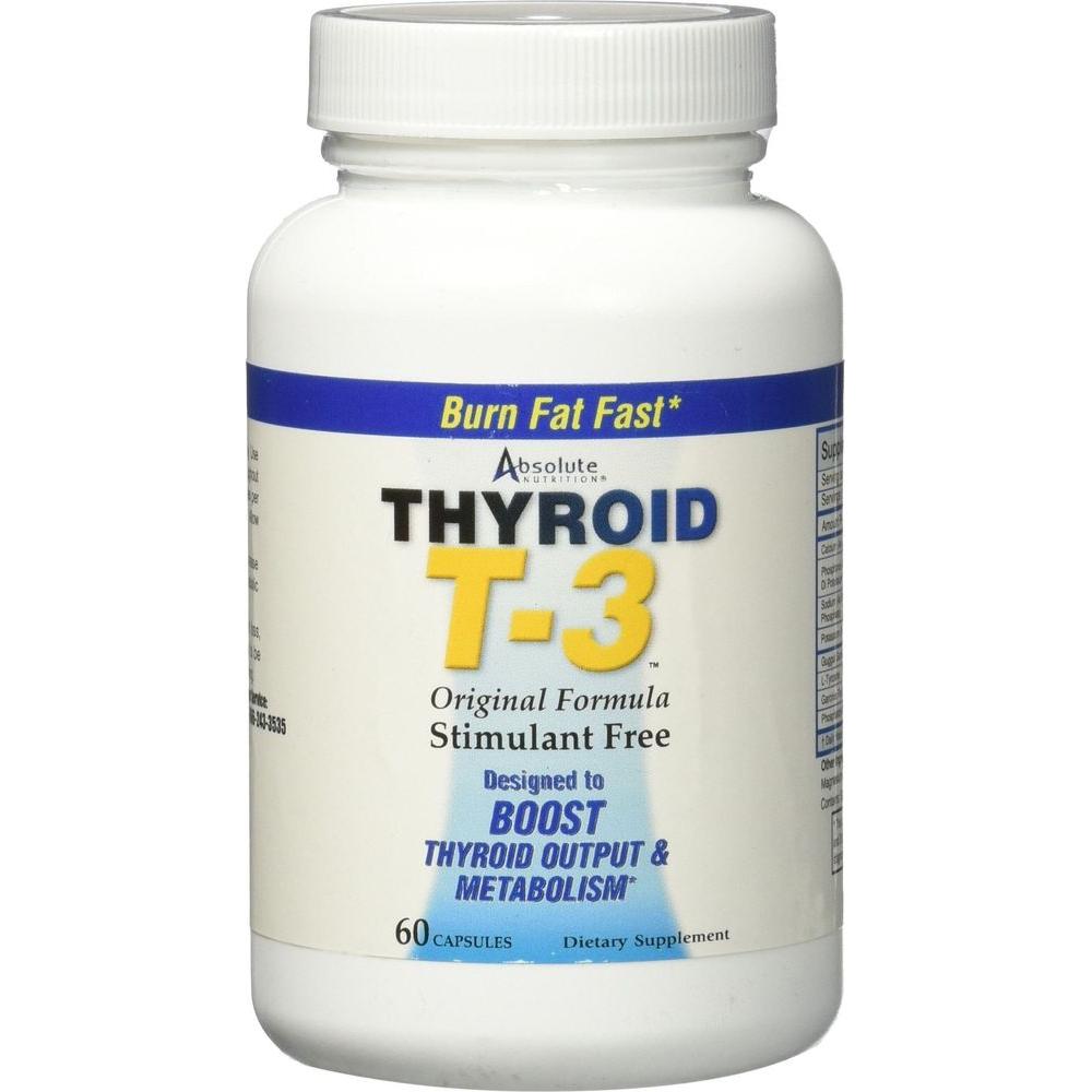 Absolute Nutrition Fat Burning Metabolism Boosting Supplement, Thyroid T - 3, 60 Capsules - Whlsome - Weight Loss Supplements