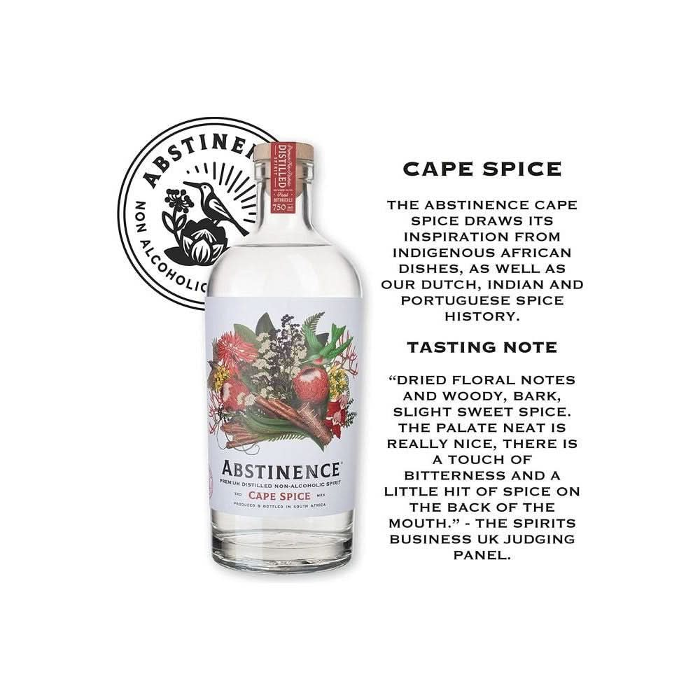 Abstinence Spirits Cape Spice Award Winning AlcoholFree Spirit Caloriefree Sugarfree 750ml - Whlsome - Drinks &amp; Beverages