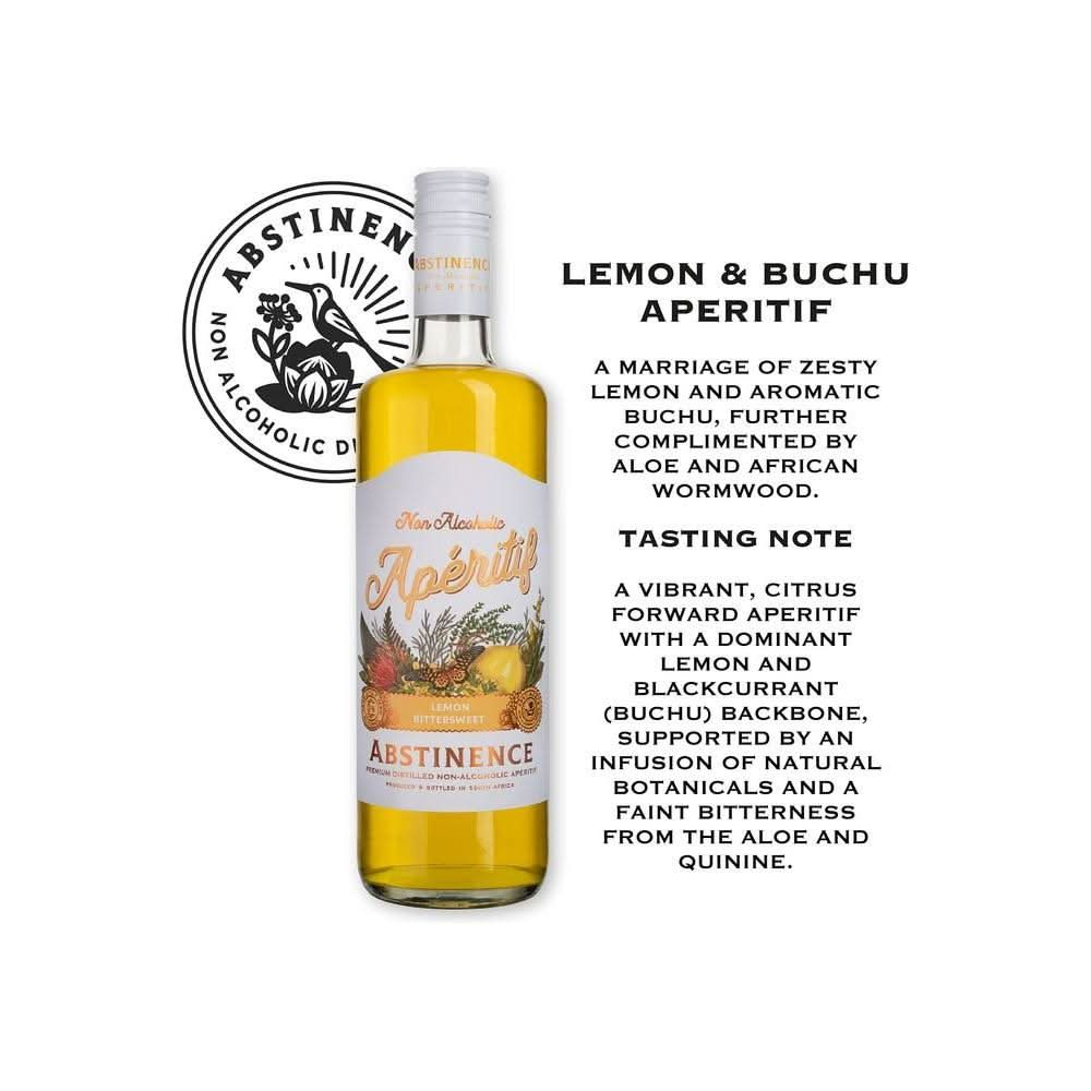 Abstinence Spirits Lemon Aperitif Award Winning NonAlcoholic Spirit 750ml - Whlsome - Drinks &amp; Beverages