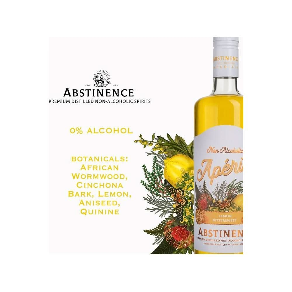 Abstinence Spirits Lemon Aperitif Award Winning NonAlcoholic Spirit 750ml - Whlsome - Drinks &amp; Beverages