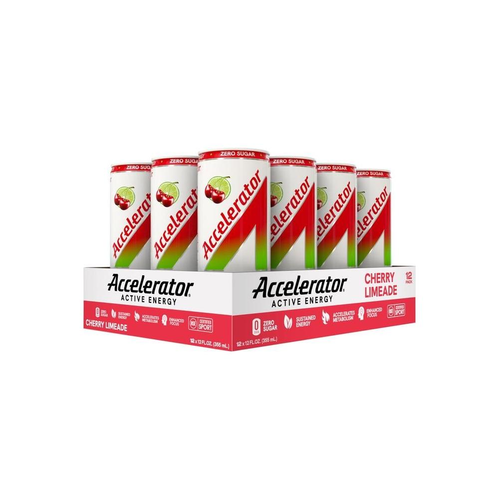 Accelerator Cherry Limeade Energy Drink 12 fl oz can Pack of 12 - Whlsome - Energy Drinks