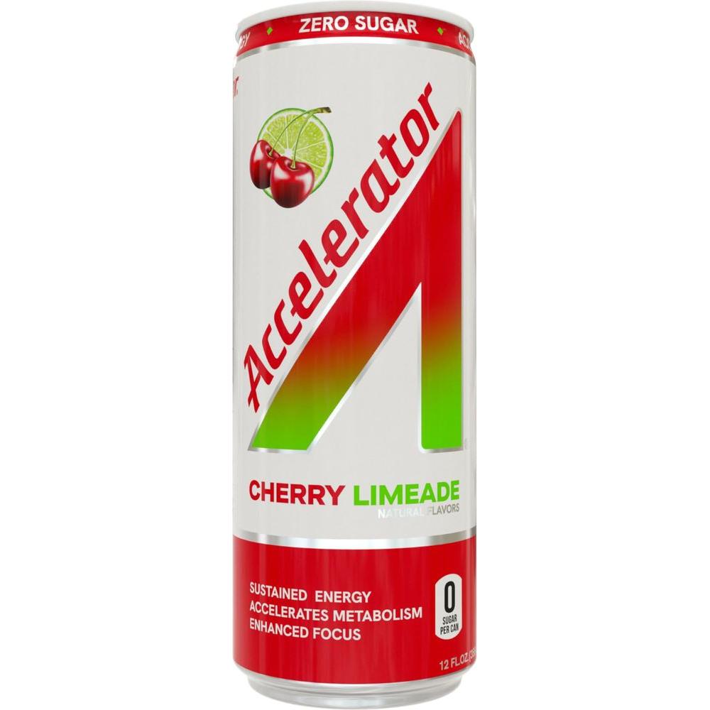 Accelerator Cherry Limeade Energy Drink 12 fl oz can Pack of 12 - Whlsome - Energy Drinks