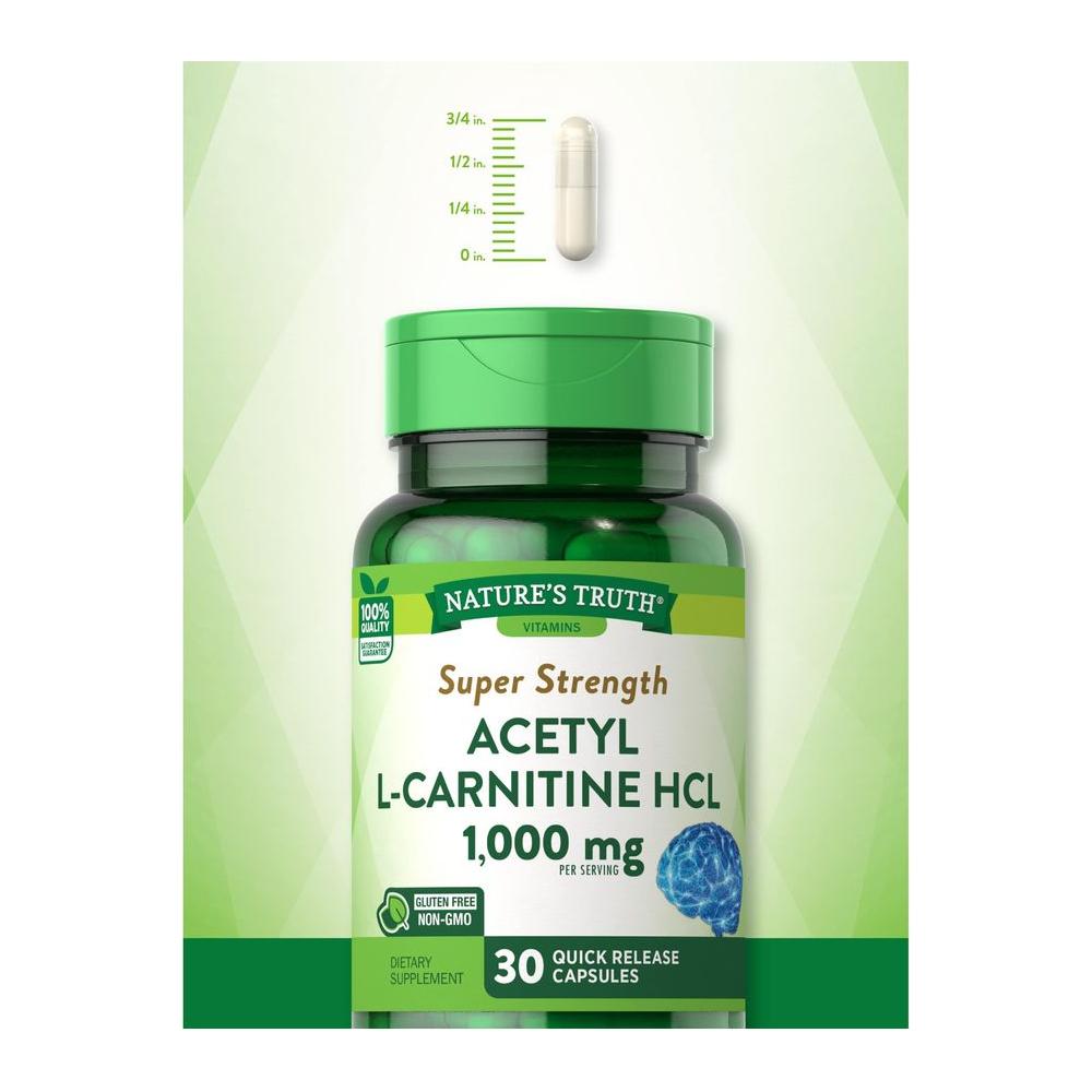 Acetyl L - Carnitine HCL | 1000mg | 30 Capsules | ALCAR | Non - GMO, Gluten Free Supplement | by Nature's Truth - Whlsome - Vitamins & Supplements