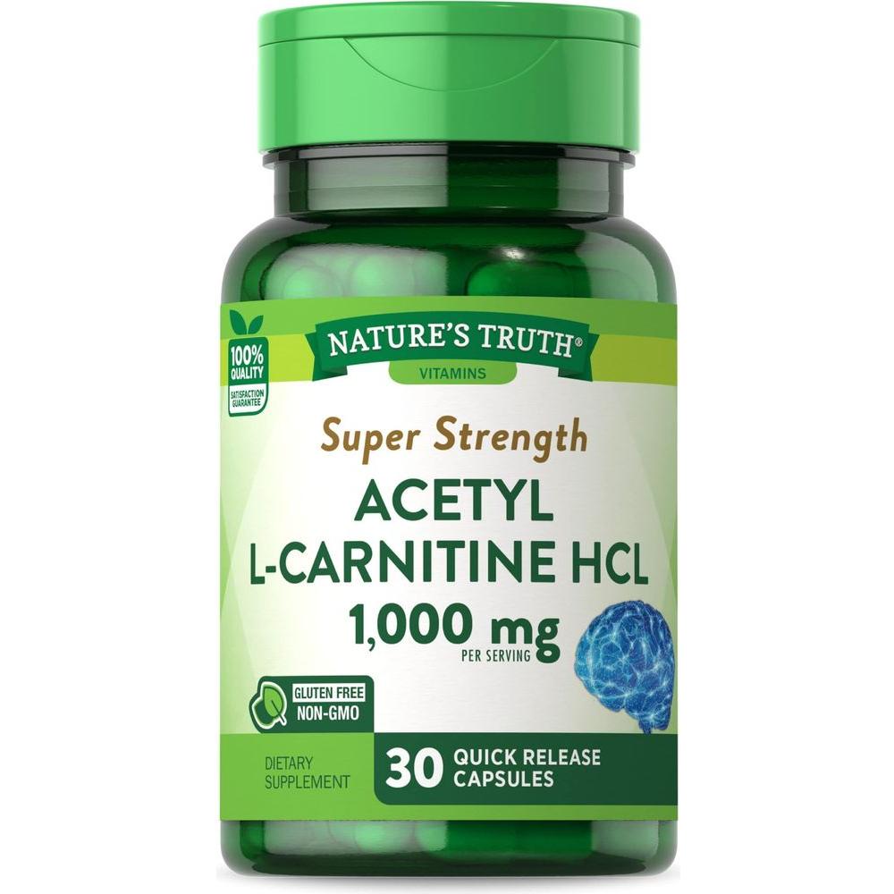 Acetyl L - Carnitine HCL | 1000mg | 30 Capsules | ALCAR | Non - GMO, Gluten Free Supplement | by Nature&#39;s Truth - Whlsome - Vitamins &amp; Supplements