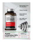 Acetyl L Carnitine HCL & Alpha Lipoic Acid 1200mg | 120 Capsules | ALC ALA Complex | Non - GMO & Gluten Free Supplement | by Horbaach - Whlsome - Vitamins & Supplements