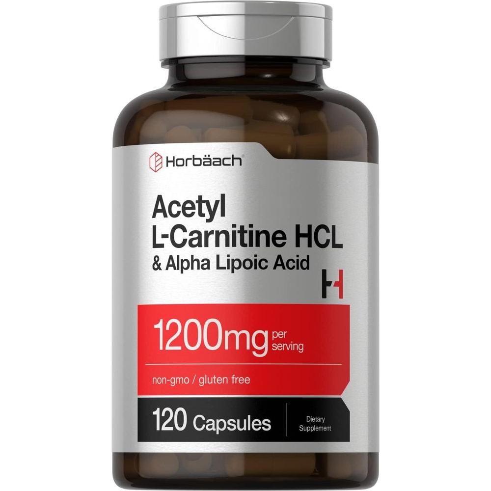 Acetyl L Carnitine HCL & Alpha Lipoic Acid 1200mg | 120 Capsules | ALC ALA Complex | Non - GMO & Gluten Free Supplement | by Horbaach - Whlsome - Vitamins & Supplements